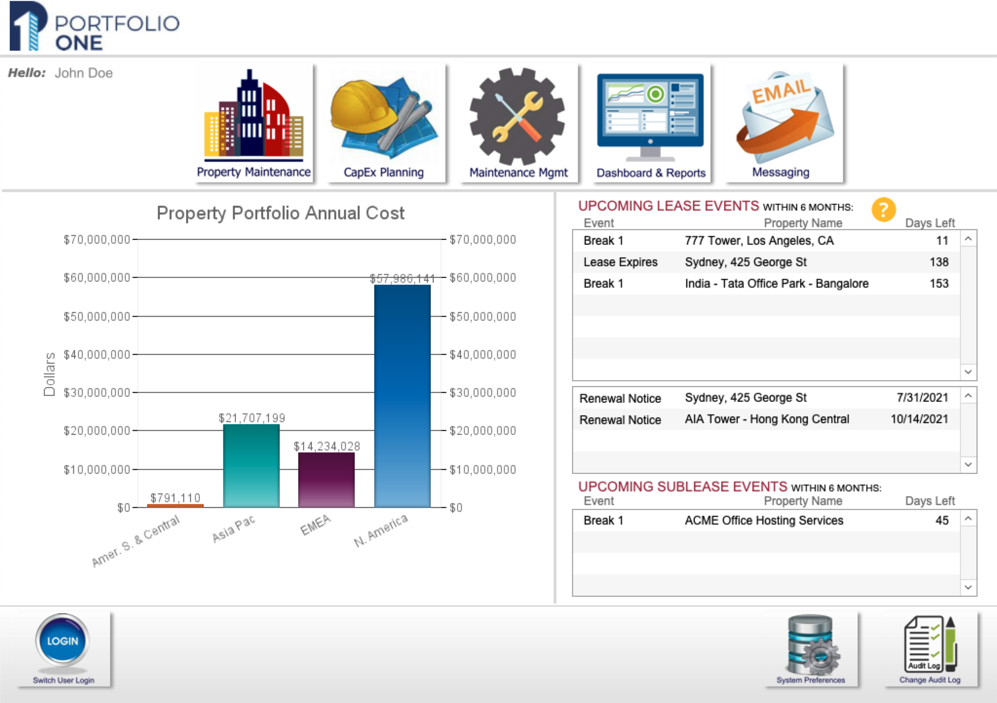 Portfolio One - FMCS Sample Screen